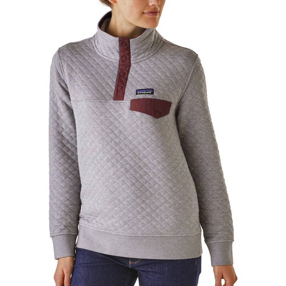 Patagonia Quilted‎ Snap T Pullover Drifter Gray/Ruby Organic Cotton Size Small - Picture 6 of 6